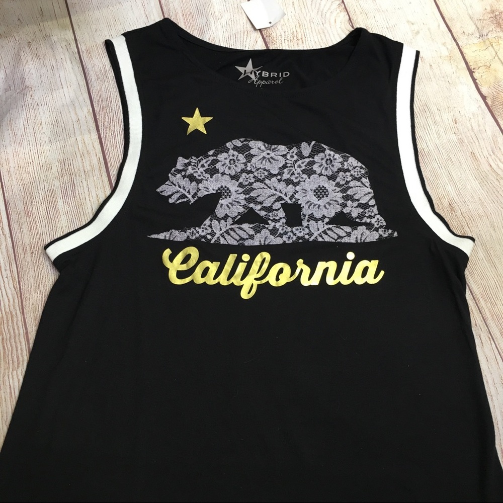 Hybrid Apparel Sleeveless California Graphic Tee Size Medium